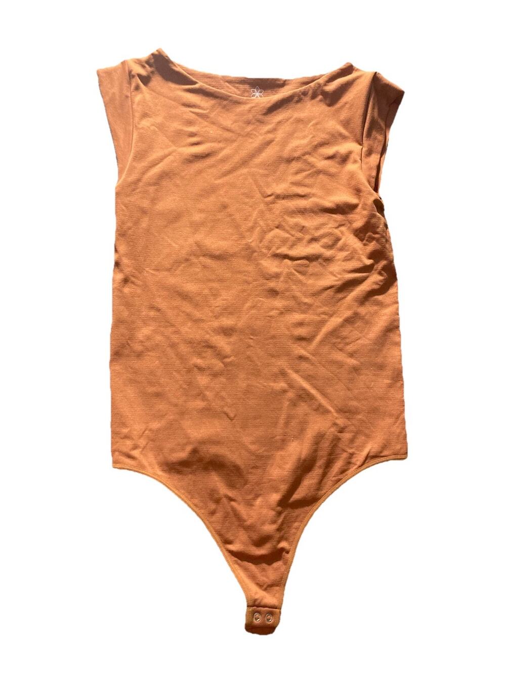 Aura Burnt Orange Tank Top Body Suit With Snap Buttons Size S/M